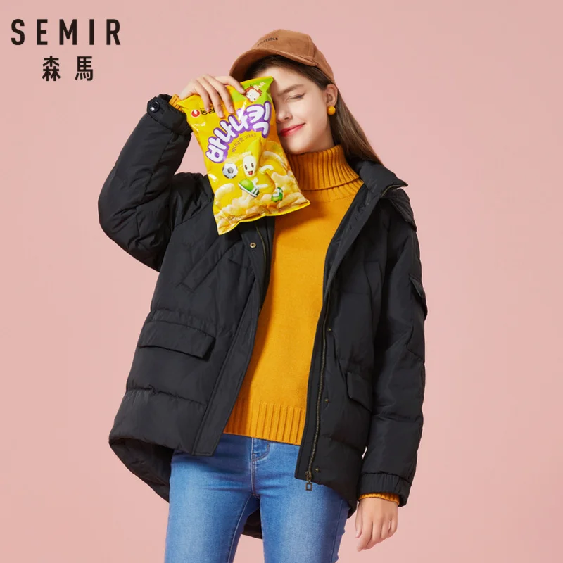 Najtaniej SEMIR Women długi, z kapturem dół kurtka z kieszenią na zamek błyskawiczny i zapięcie na zatrzask dół wypełnienie stójka wyściełana kurtka z podszytym kapturem