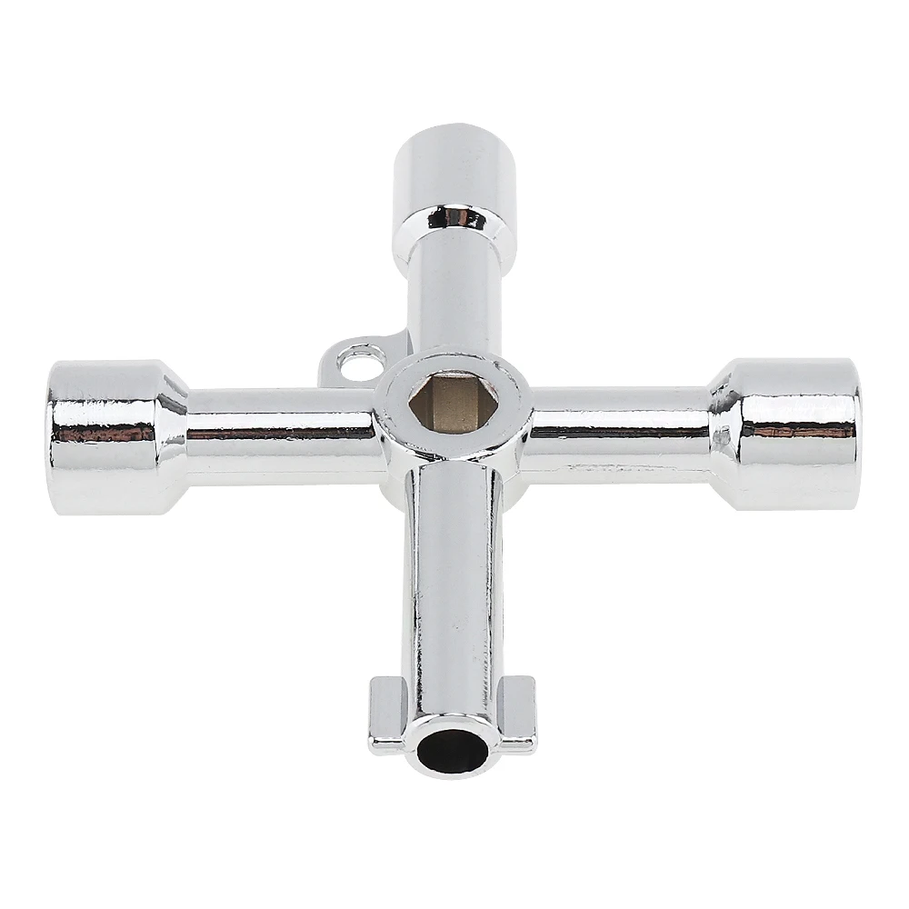 

Multifunction 45 # Steel Cross Key Wrench 4 In 1 Plumber Key Wrench with Chain Hole for Electric Control Cabinet Train Elevator