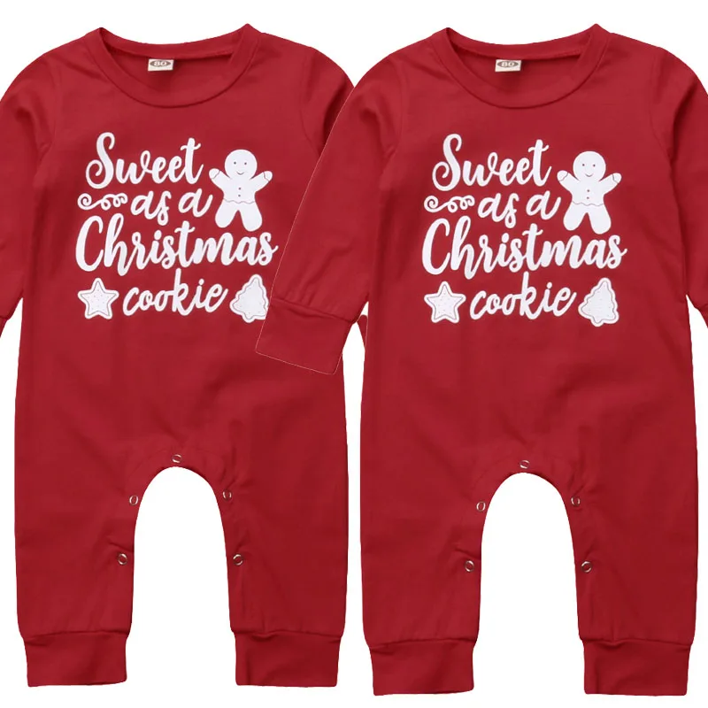Emmbaby/модный теплый комбинезон для новорожденных мальчиков и девочек на весну-осень с принтом печенья, милый Рождественский набор одежды для ребенка, Прямая поставка