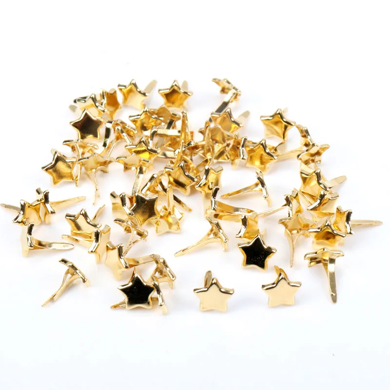 Gold Star Diy Brads Scrapbooking Embellishment Fastener Brad Metal Crafts For handmade Decoration 8mm 40PCs