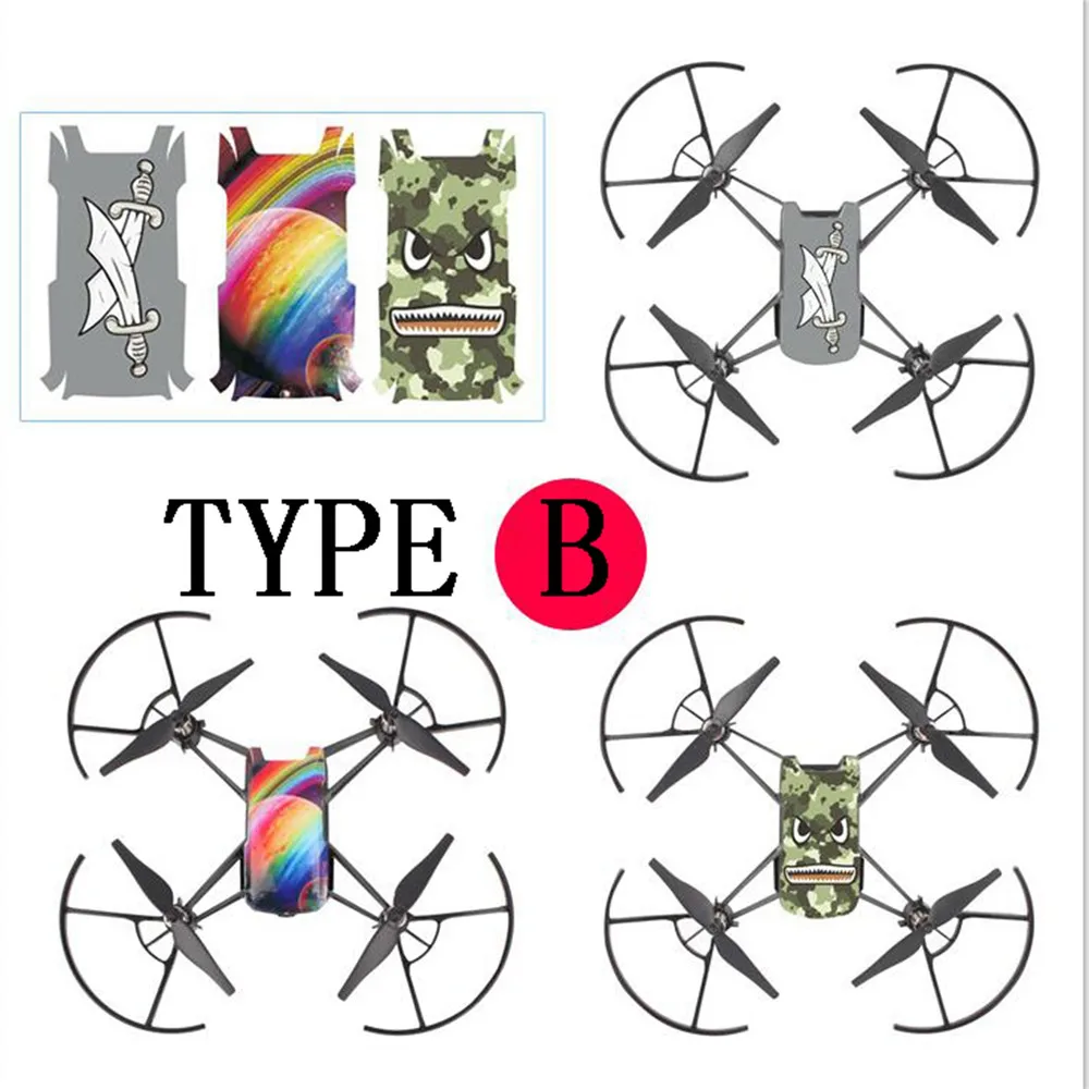 3 шт./компл. Прохладный Водонепроницаемый ПВХ Стикеры s тела наклейки для DJI TELLO(вращение по часовой стрелке и против часовой стрелки) Drone защитный бокс кожного покрова Стикеры аксессуары