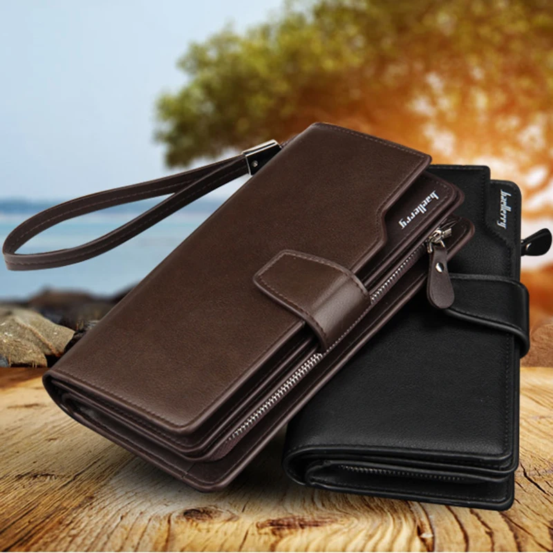 Top Quality leather long wallet men pruse male clutch zipper around wallets men women money bag pocket mltifunction