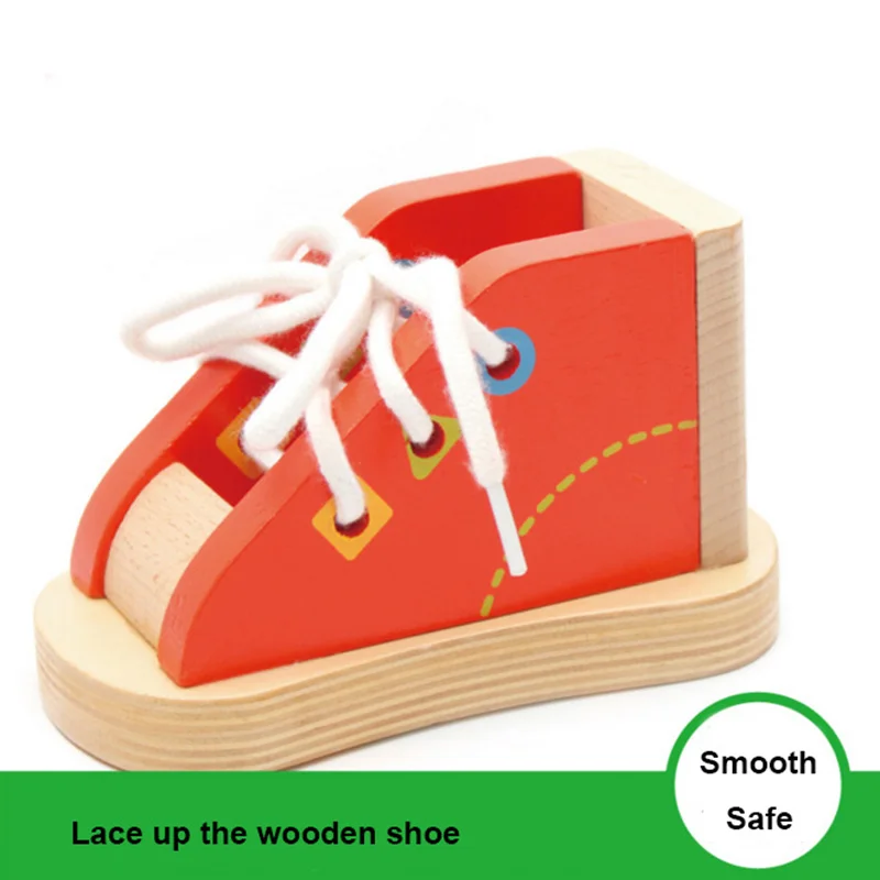 

Educational Toys for Children Wooden Toys for Kids to lace up the Shoe Stringing Game Kids Funny Gift