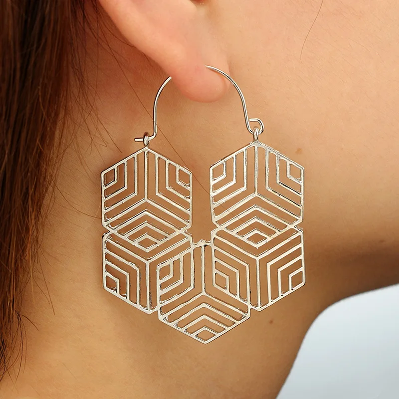 

Tocona Tribal Antique Gold Silver Flower Mandala Drop Dangle Earring For Women Boho Geometric Hollow Pendant Jewelry 4555
