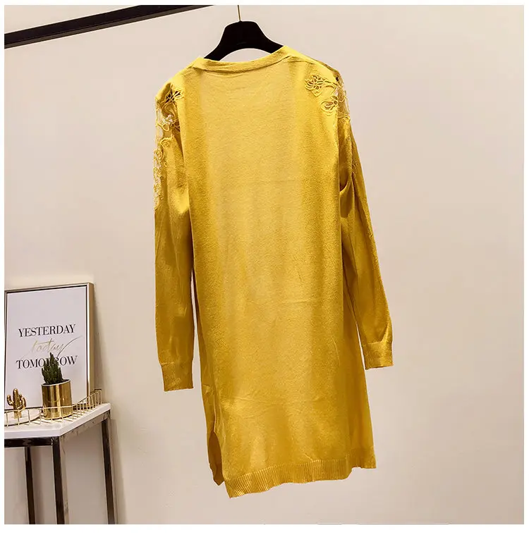 Fashion 2019 New Women Cardigan Jacket Knitted Lace Patchwork Coats Autumn Long Sleeve Chaquetas Mujer Long Jackets Coats Ladies (15)