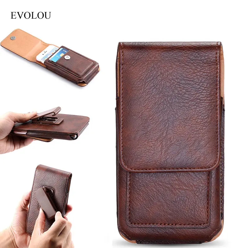 Wallet case cuero genuino bolso Moneybelt Book estuche funda de silicona marrón para OnePlus 6t