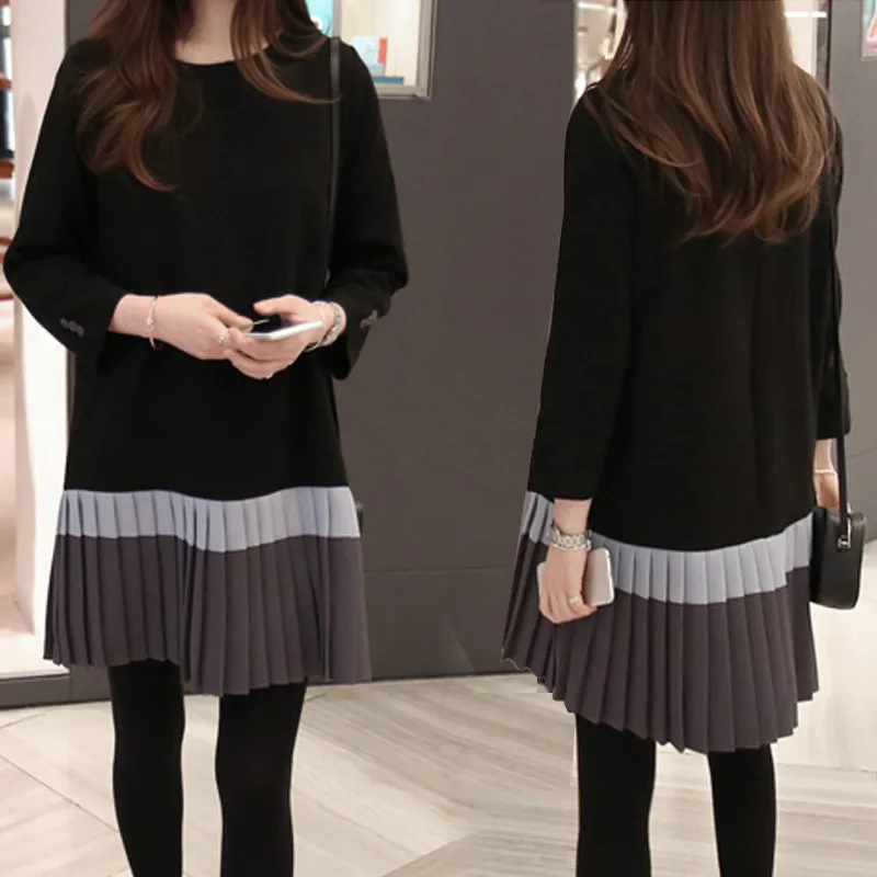 

pregnancy women fashion base dress maternity dress Regnant women clothes wear go out long sleeved loose Look younger comfort