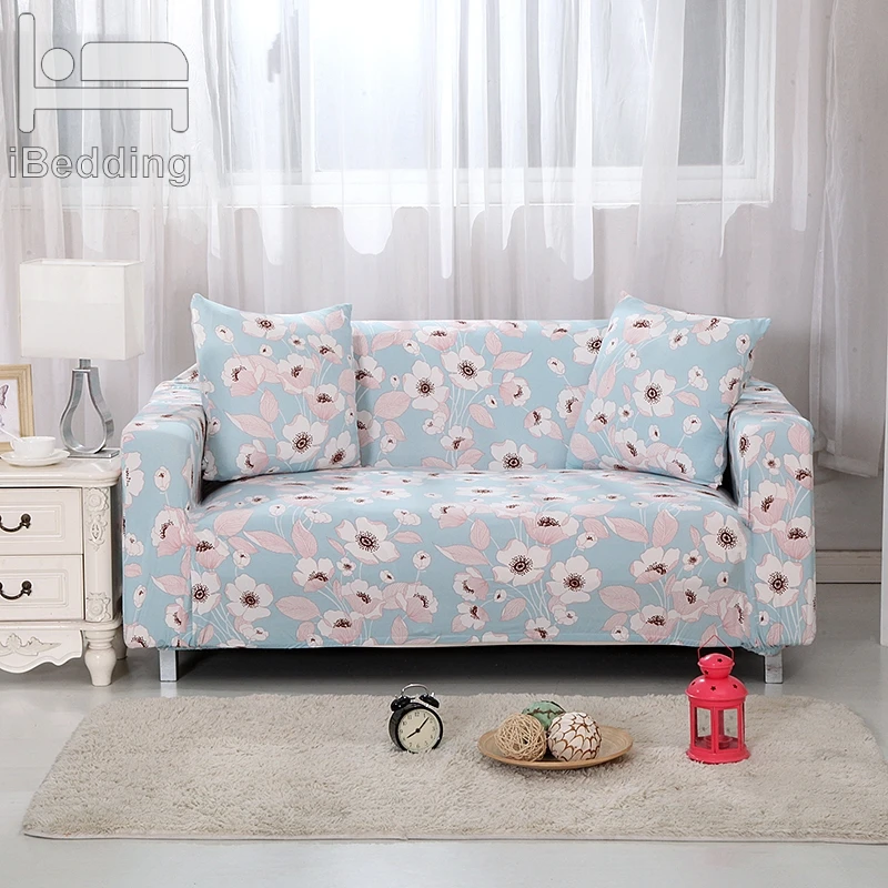 Pink Flower Fresh Lovely Elastic Sofa Protector Cover for Living Room