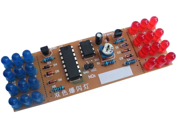 

Red Blue Double Color Flashing Lights Kit Strobe NE555 + CD4017 Practice Learning DIY Kits Electronic Suite