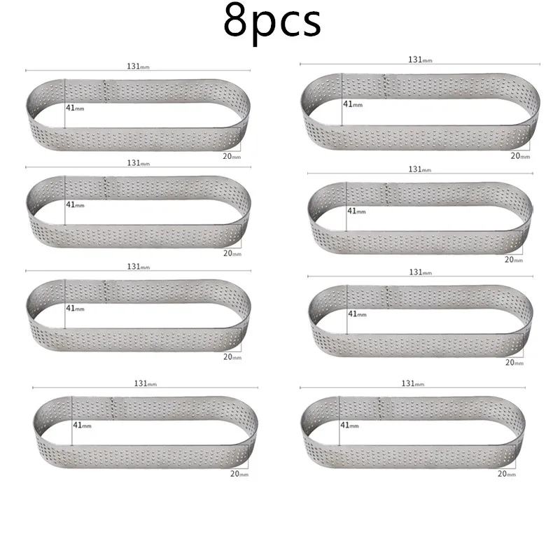 Круглый Тарт, пирожное, 3D силиконовая форма для выпечки, для муссов и десертов, формы для выпечки, инструмент для выпечки, дизайн торта, форма для торта - Цвет: 8pcs oval tart ring