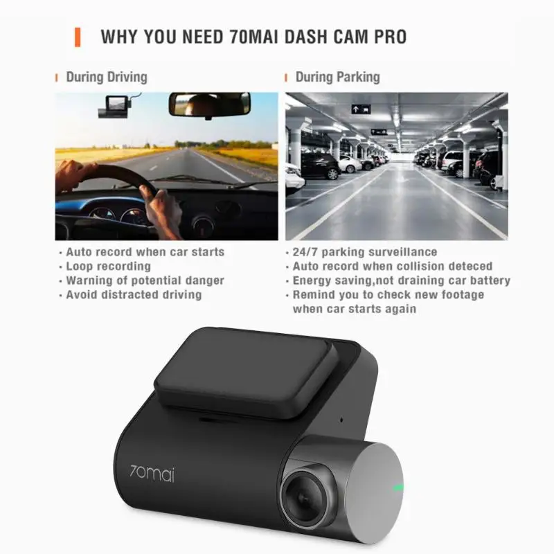 Видеорегистратор Xiaomi 70mai 1944P GPS ADAS голосовое управление 24 часа ночное видение Wi