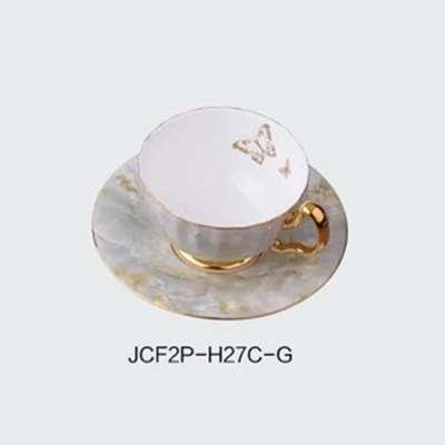 1 Set Creative Hand-drawn Ceramic Coffee Cup With Saucer European Style Coffee Cup Marble Pattern Ceramic Milk Cup 6ZDZ486 - Цвет: H27C-G