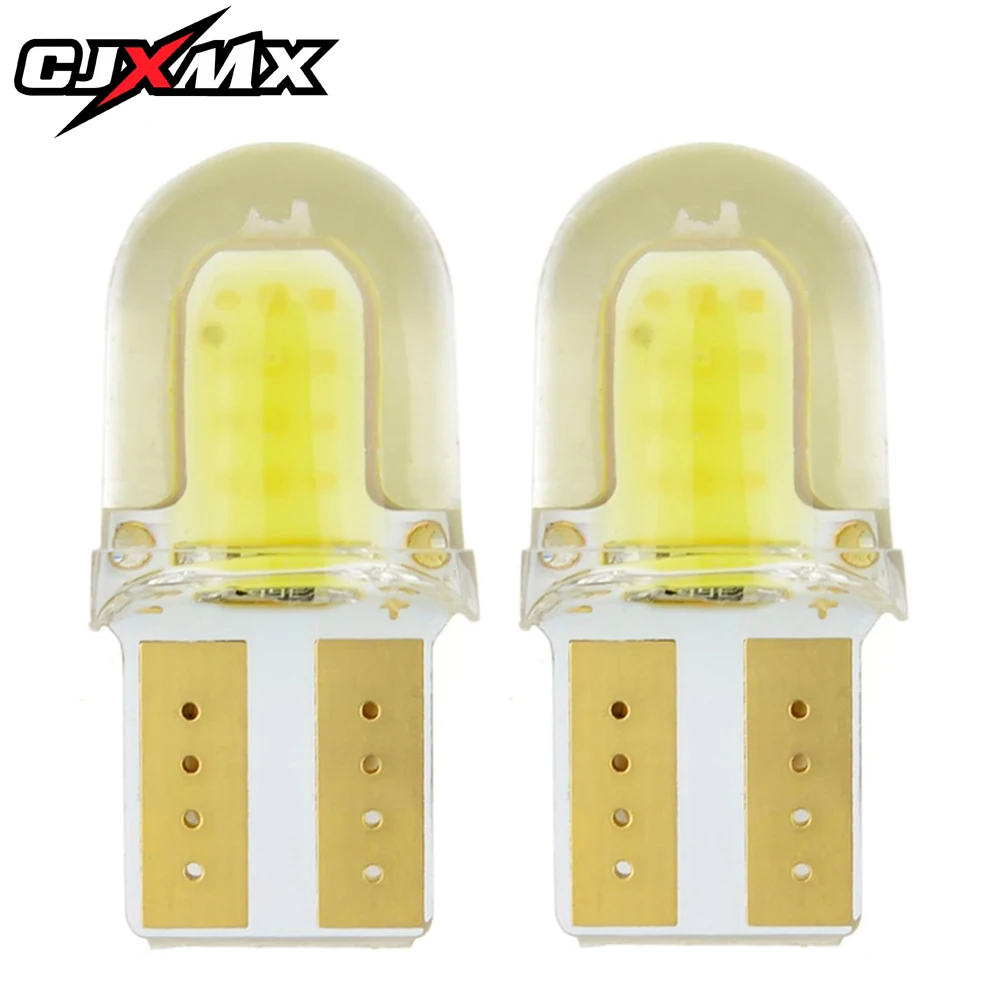 

CJXMX 2PCS LED T10 W5W 168 194 Car Bulbs 12V COB Chips Silicone Shell Auto Wedge parking light Turn Side Lamps Clearance Lights