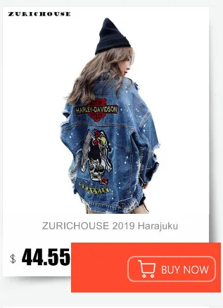 ZURICHOUSE Punk Denim Jacket Women Personality Hollow Out Metal Ring Bandage Oversized Ladies Jeans Jackets Coas