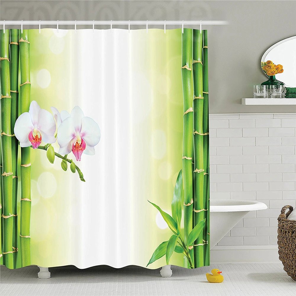 Spa Dekorasi Shower Curtain Set Bunga Anggrek Dengan Cabang Bambu Spa Dekorasi Shower Curtain Set Bunga Anggrek Dengan Cabang Bambu
