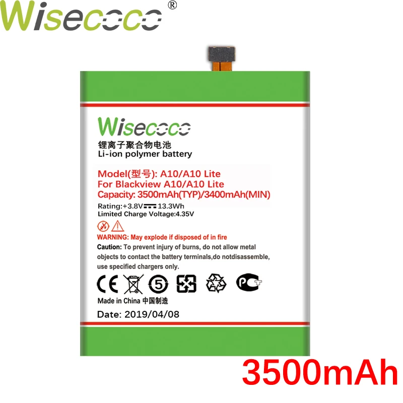 

Wisecoco A10 Lite 3500mAh Newly Produced Battery For Blackview A10 A 10 Lite High Quality Phone Battery Replacement +Tracking Nu