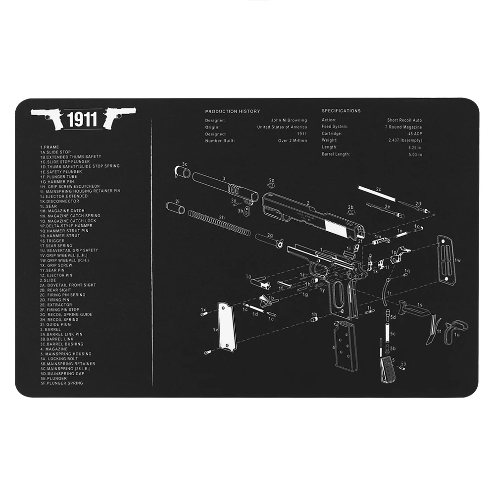 Резиновый коврик Magorui P226 P229 XD 1911 Glock Gun для чистки 17 &quotx 11&quot со схемой деталей и
