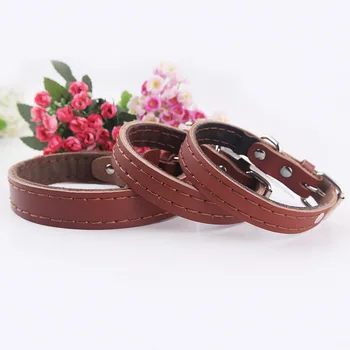 

100Pcs/Lot Pet Supplies Wanda Dog Collars High Quality Yellow Leather Sewing Collars Cowhide Pet Collars