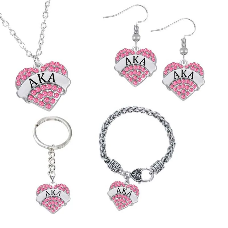 

Alpha Kap Alpha Sorority pink green Ivy AKA neckalce earring Jewelry set