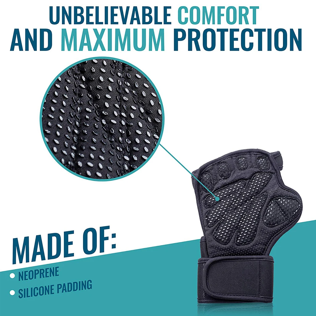 WorthWhile Half Finger Gym Fitness Gloves Hand Palm Protector with Wrist Wrap Support Crossfit Work