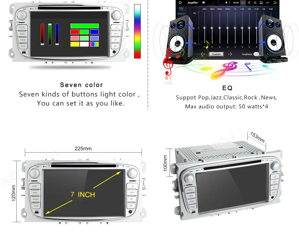 Best Xonrich AutoRadio 2 Din Android 8.1 Car DVD Player For Ford Focus 2 S-Max C-Max Mondeo 4 Galaxy Kuga 2008-2010 GPS Tape Recorder 22