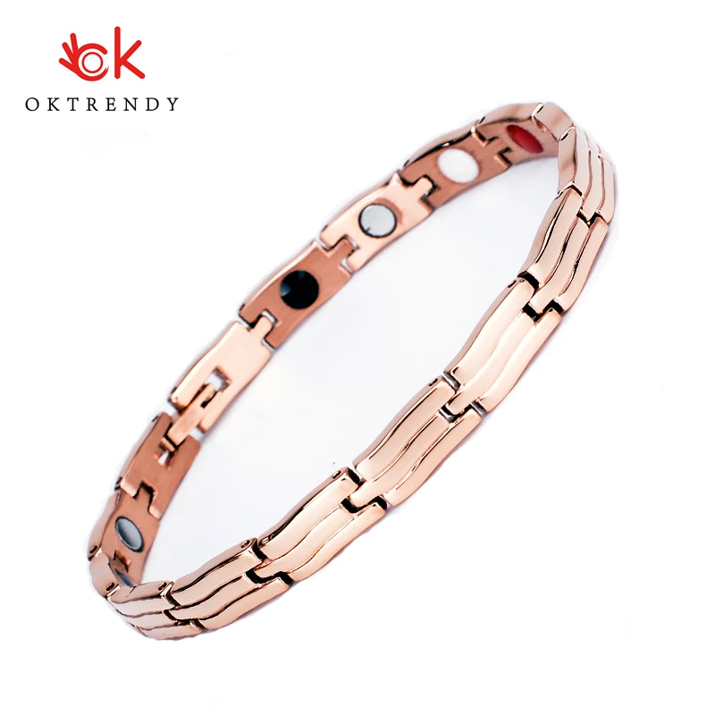 

Oktrendy Wholesale Rose Gold Stainless Steel Bracelets Bangles Female Stripe Brand Charm Bracelet for Women Adjustable Bracelet