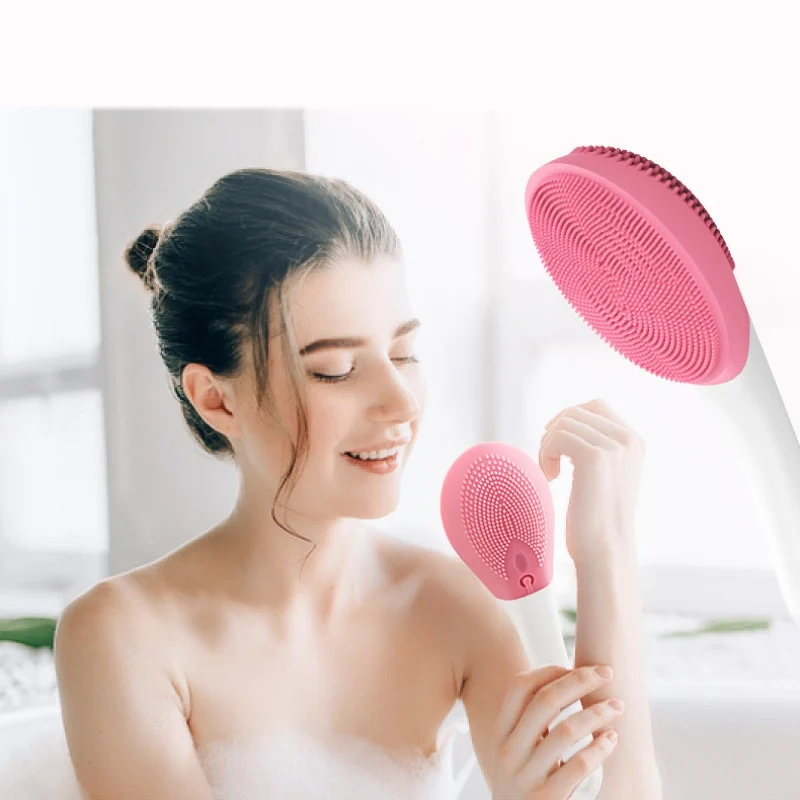 Escova de Banho Silicone à Prova Escova de Chuveiro Punho Longo Sonic Elétrica Onda Som Recarregável Dwaterproof Água Volta Banho Artefato Macio Cabelo Corpo 16 Beleza e saúde