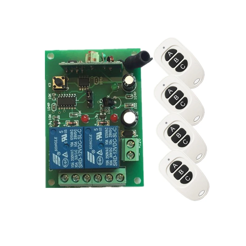 

Wireless Remote Control Switch 315 433 MHz DC 12V 24V Module 2 CH Button RF Relay For Light / Acess Door / Pump / Motor