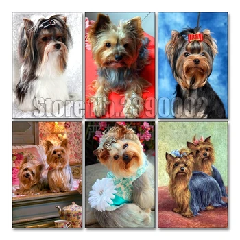 

Diy Diamond Painting Animal Full Square Drill Diamond Mosaic Yorkshireterrier Picture Dog Rhinestones Needlework Embroidery