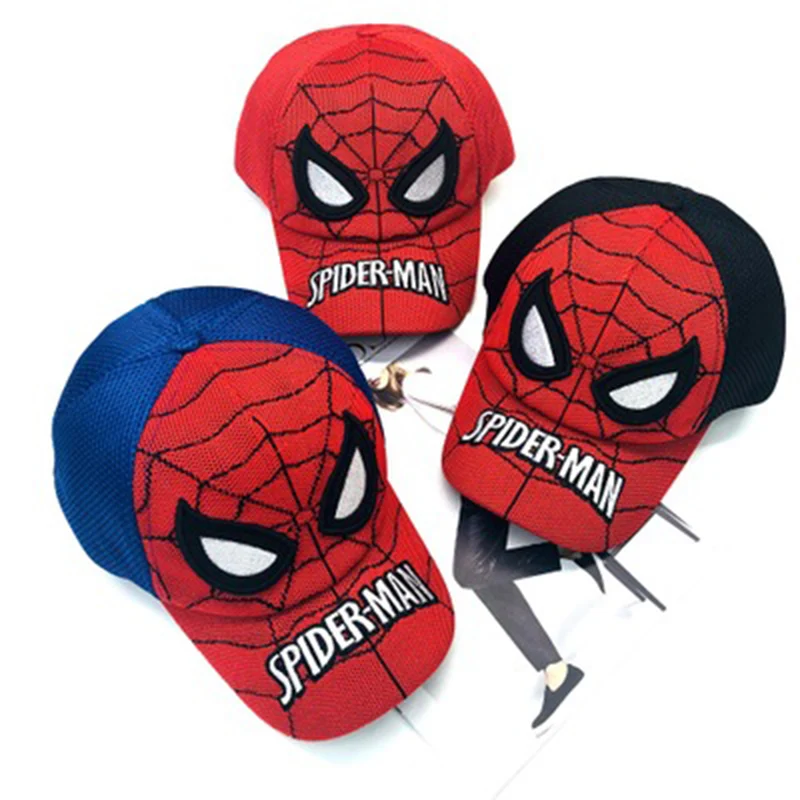 Детская бейсбольная кепка Marvel, Человек-паук, мультяшная детская шапка для мальчиков и девочек, черные, красные уличные бейсболки в стиле