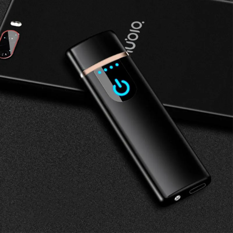 New USB Charging Lighter Small Electronic Touch Screen Electric Cigarette Windproof Men's Smoking Gifts | Дом и сад