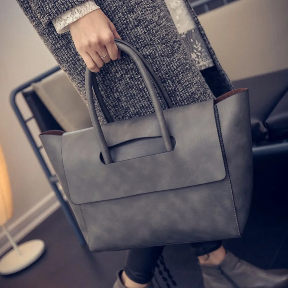 2017 New Fashion Women Handbag Tote Bag High Capacity Women Bag OL Business PU Leather Handbags Trapeze Top Handle Bag Brands