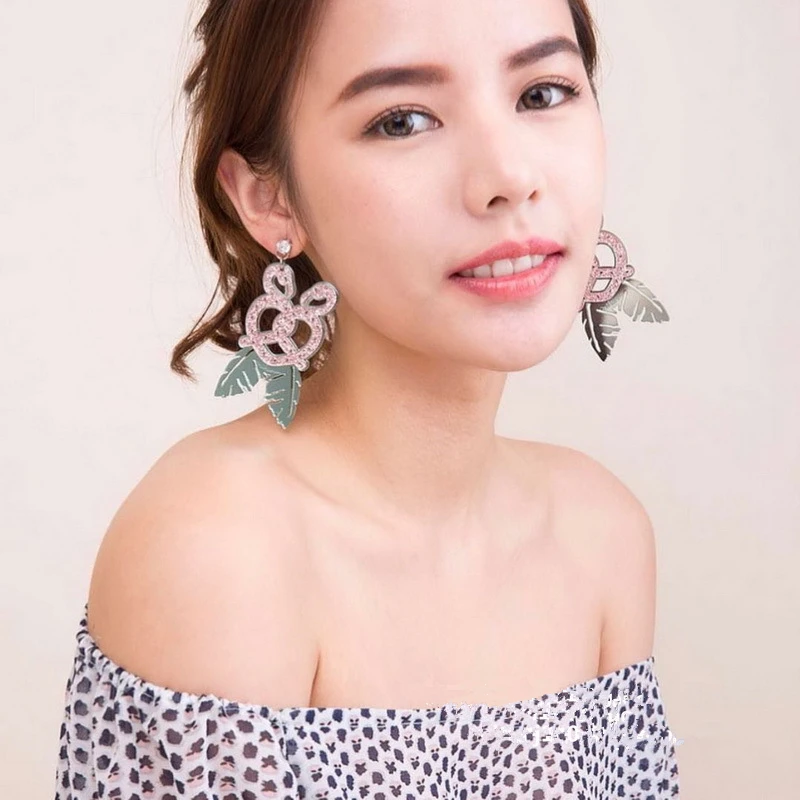 

Doreen Box New Design Flamingo Fashion Women Stud Earrings Pink Color Double Flamingo Animals Earrings Jewelry, 1 Pair
