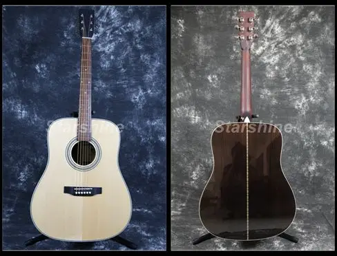 

Starshine Acoustic Guitar ZZ-D28N Solid Spruce Dovetail Vertebral Joint Bone Nut&Saddles Grover Tuner