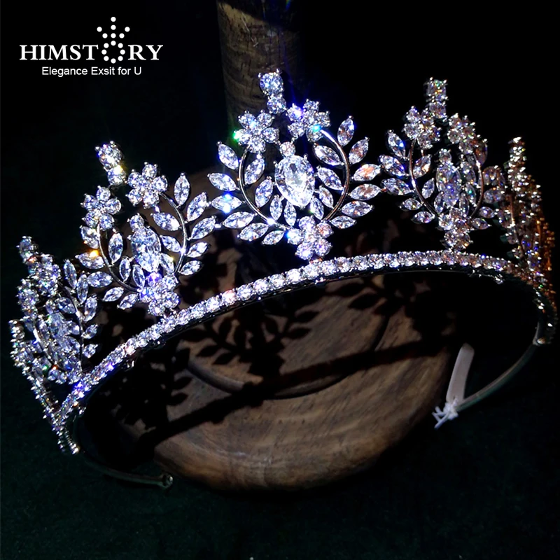 Himstory Элегантный Королевский кубический циркон свадебные диадемы головках