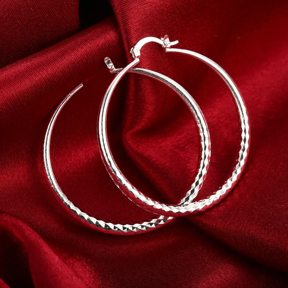 Диаметр: 5,1 см элегантные призматические серьги с узором ювелирные изделия посеребренные средний круглый серьги-кольца для женщин лучший подарок
