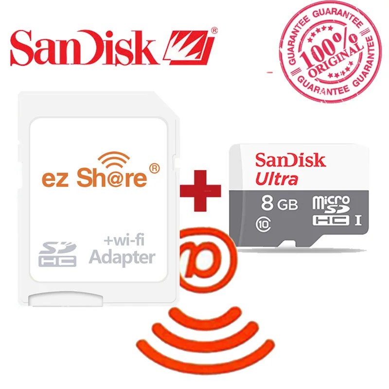 100% Оригинальный ezshare Беспроводной Wi Fi адаптер + Sandisk Ultra 16 ГБ 32 8 класс 10 micro sd