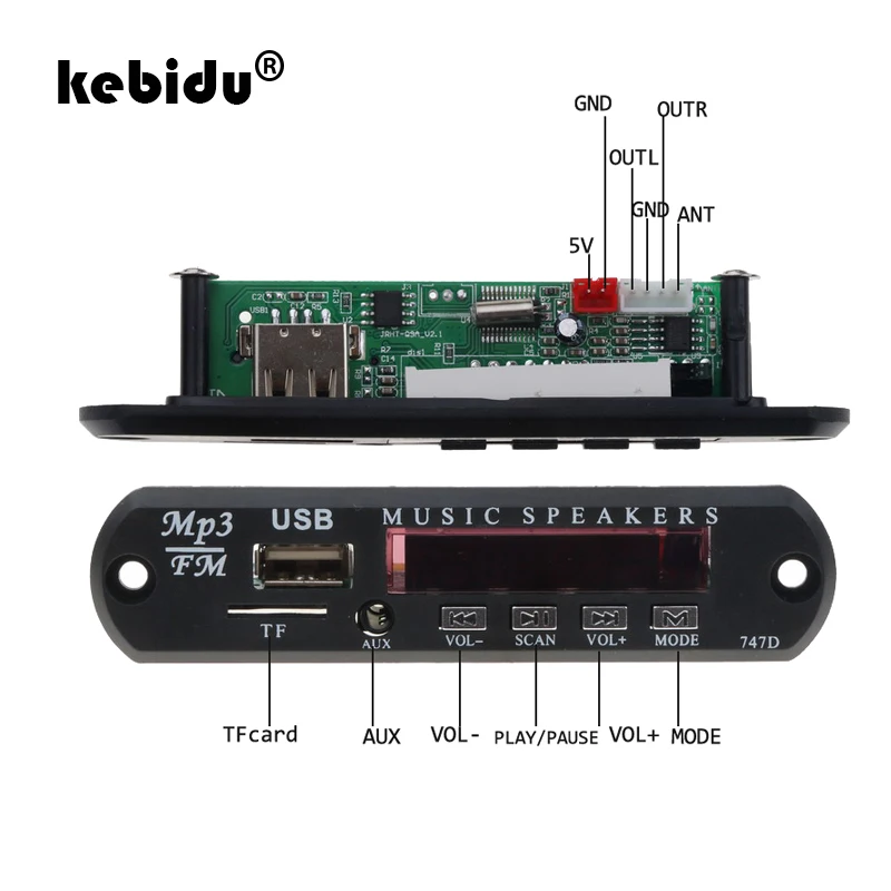 Kebidu Нет Bluetooth MP3 декодер с дистанционным WMA USB FM AUX TF радио аудио доска музыкальный динамик для автомобиля комплект новейший