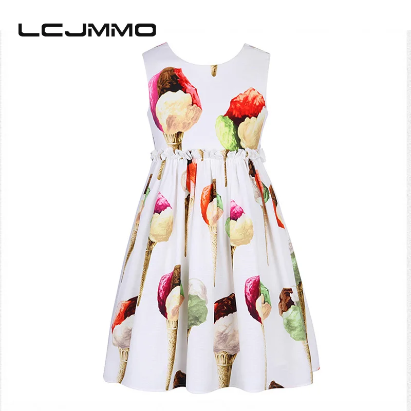 

LCJMMO High Quality New Flower princess Girl Dress Summer 2017 Party Wedding Birthday Kids Print Tutu Dresses For Girls clothes