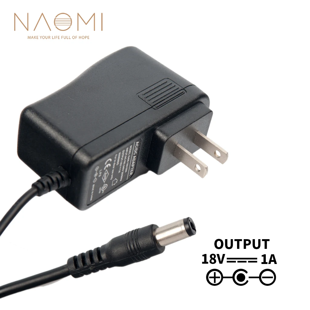 

NAOMI Power Supply Charger 18V 1A US Power Supply Adapter Charger Black For Guitar Effects Pedal US Plug Guitar Part Accessories