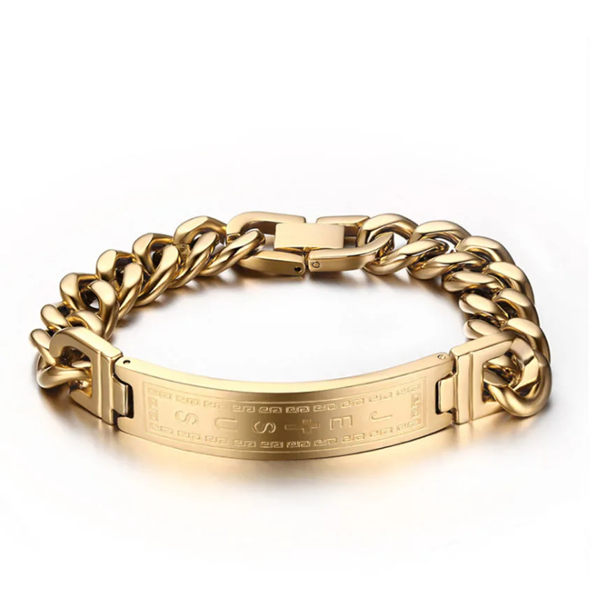 Luxury men bracelets Titanium steel bangles charms bracelet for men jewelry gold color top