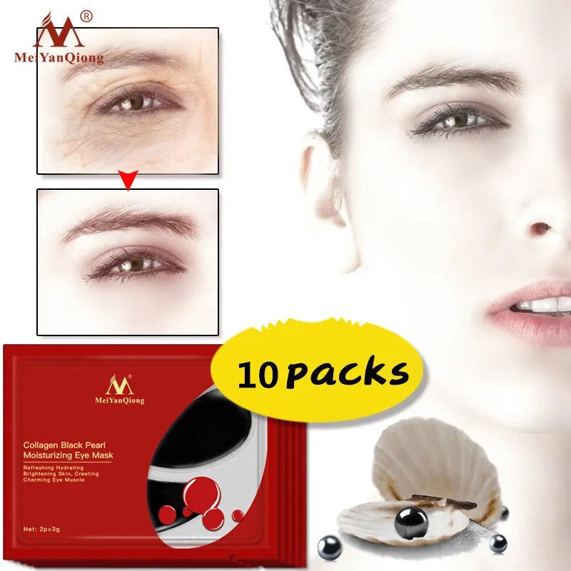 

10pair=20pcs Black Pearl Serum Eye Mask Gel Eye Patches Sleep Masks Remover Dark Circles Anti Age Bag Eye Patches