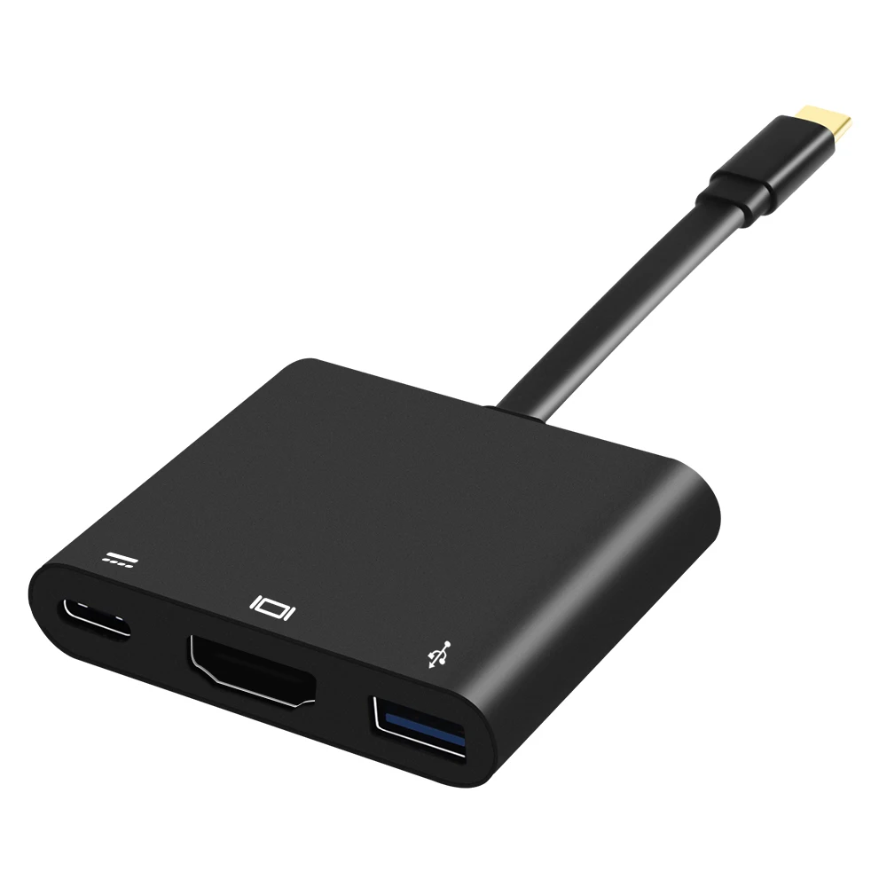 

New 2019 3-in-1 Thunderbolt USB Type C Hub to HDMI Adapter 4k USB-C Hub Dock with Type-C Power Supply for MacBook Pro