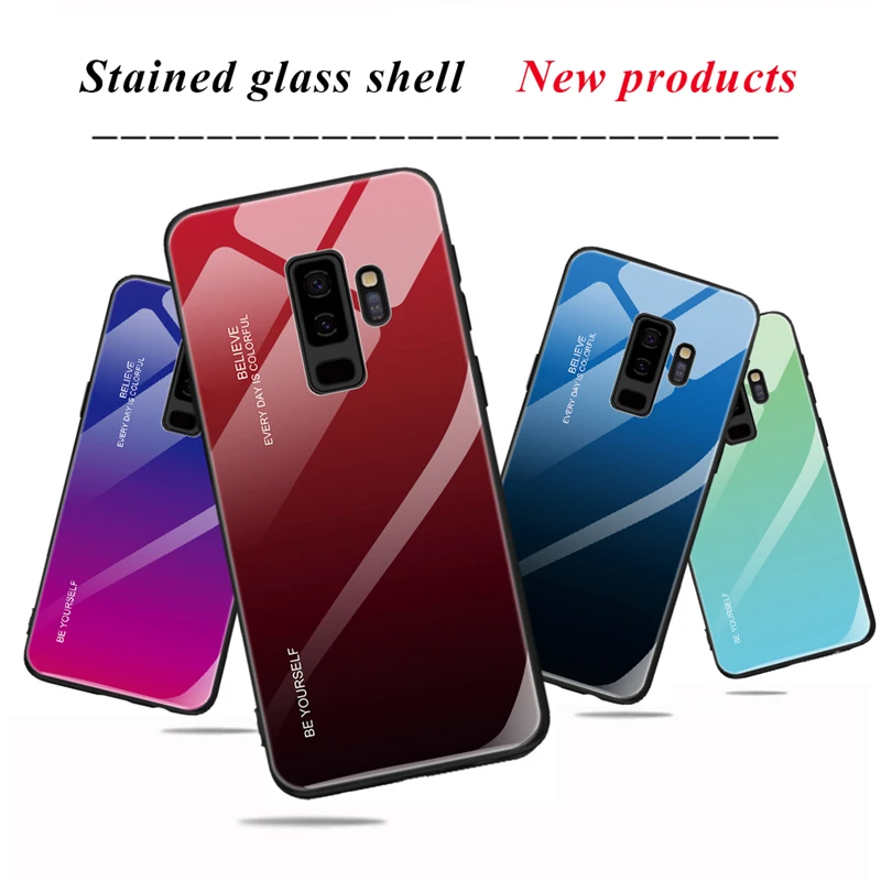 

Gradient Tempered Glass Case For Samsung J4 Plus J6 Plus A7 2018 Glass Back Cover Cases For Samsung Note8 Note9 Gradient Covers