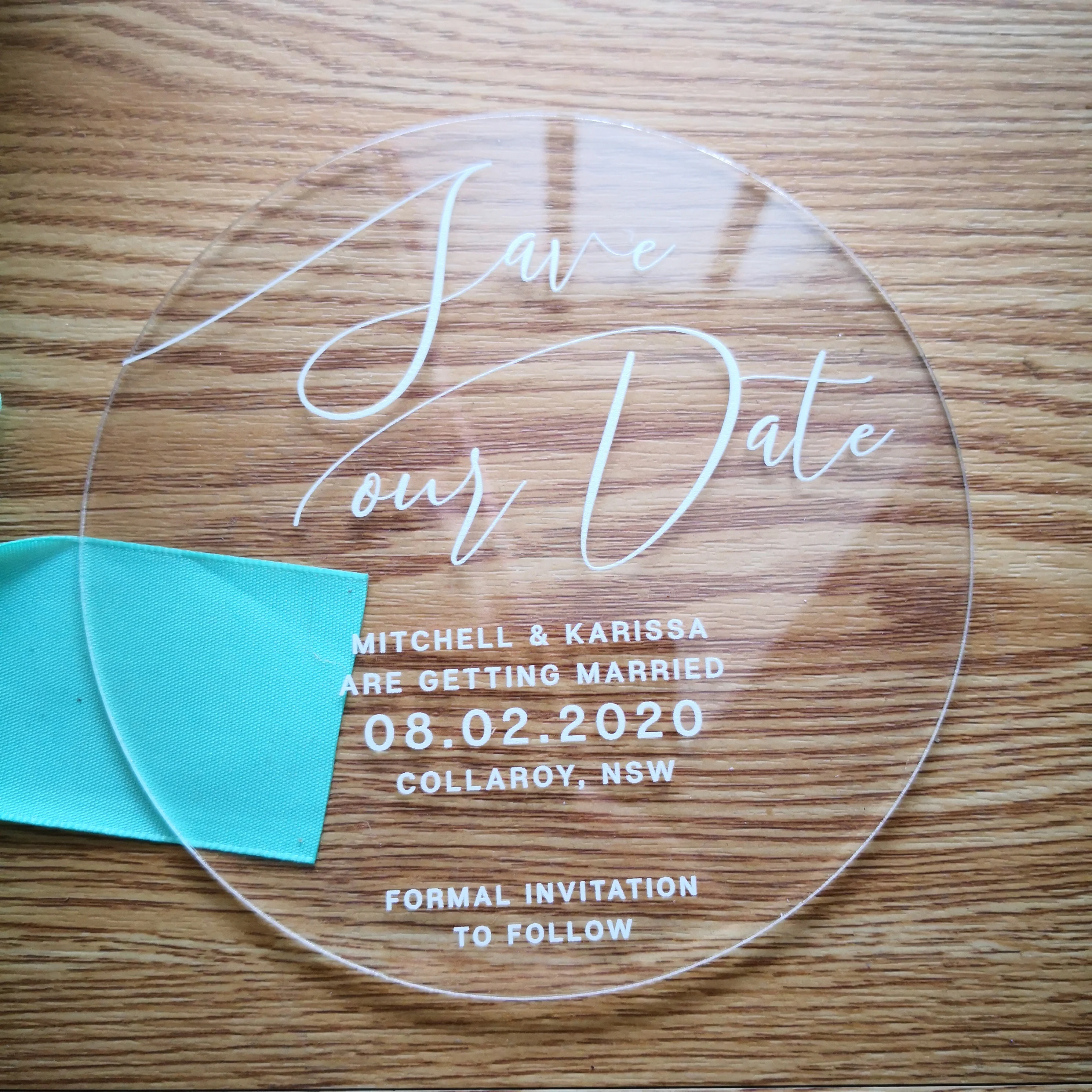 Acrylic material invitation /save the date card muti color and shape options