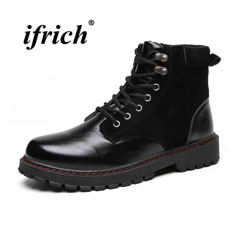 

New Arrival Autumn Winter Military Combat Men Boots Mid-Top Martin Boots For Men Anti-Slip Trekking Shoe Fashion Male Work Boots