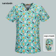 Унисекс медицинский скрабы кормящих топ униформа для сотрудниц спа-салонов медицинская одежда стоматологии ПЭТ доктор спецодежды хирургический топ+ шапочка+ маска обувь для мужчин и женщин