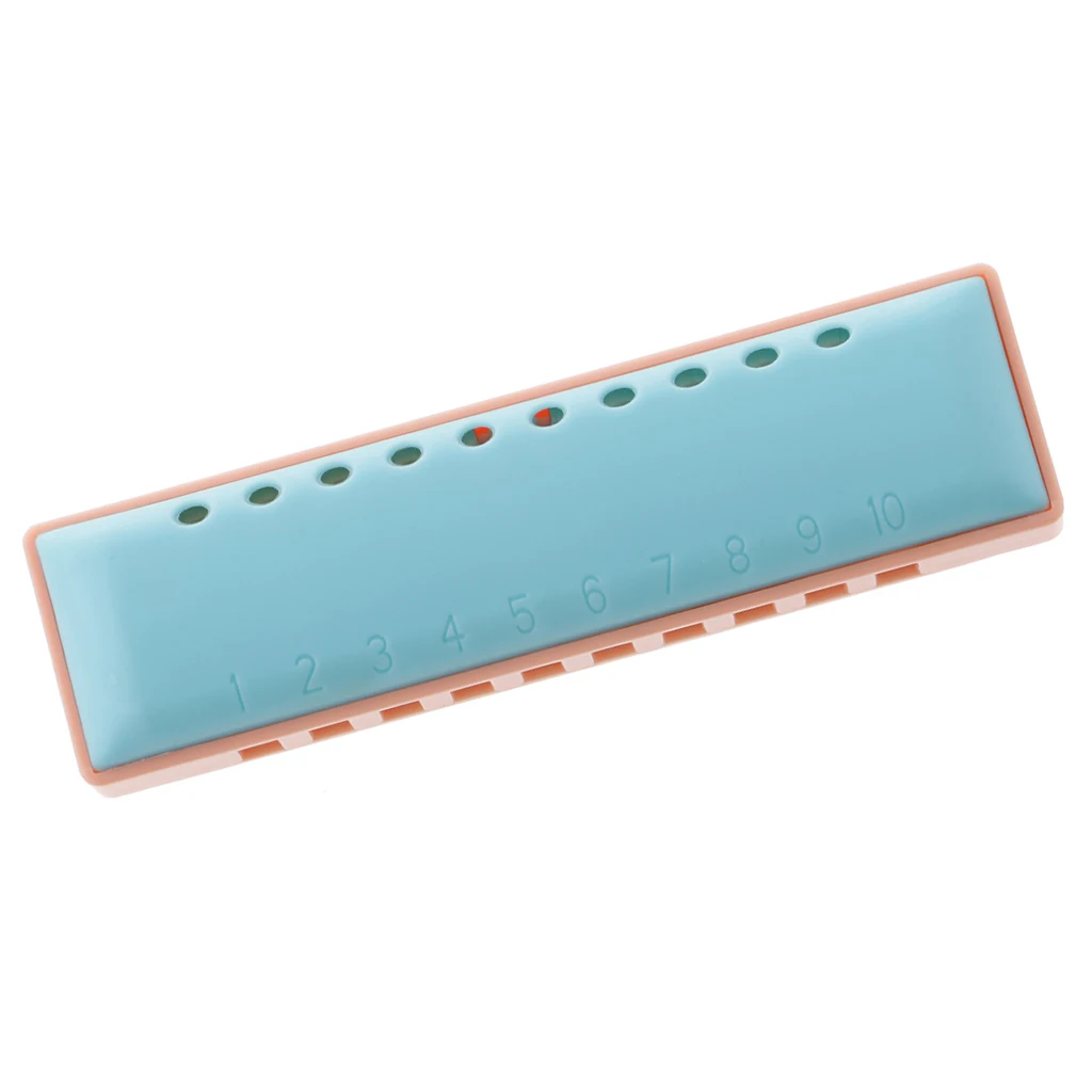 

High Quality 10 Holes Blue Plastic Harmonica Mouth Organ with Case Kids Musical Toy Gifts 10.5*2.9*1.9cm