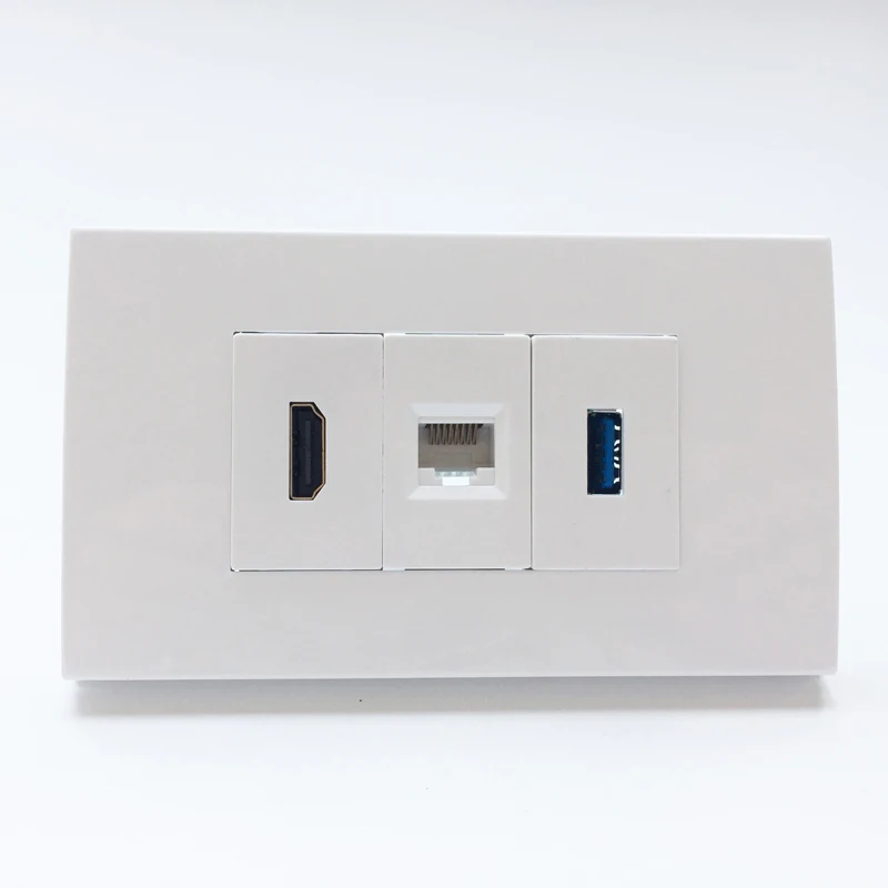 120 мм HDMI настенная пластина с HDMI2.0 CAT5E RJ45 сетевой LAN разъем USB3.0 гнездо лицевая