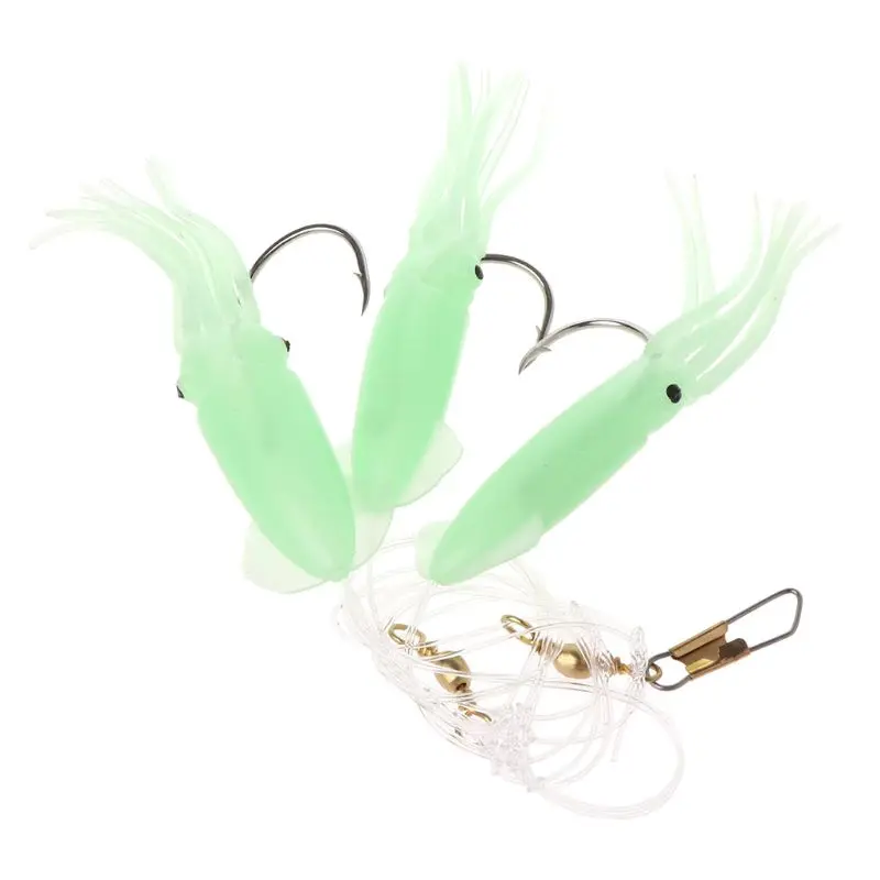 

OOTDTY 3 Pcs/set Fishing Lure Hook Squid Shape Fake Soft Bait Lures with Hooks Sea Rod Fishing Supplies Fishing Bait